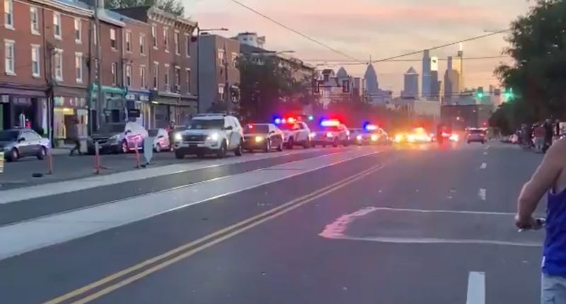 Police arriving in Fishtown during George Floyd protests in 2020.