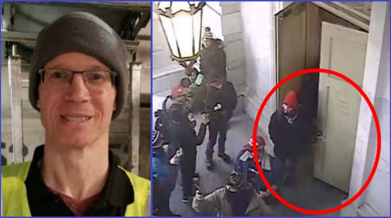Donald Smith (left), and his presence in a U.S. Capitol doorway during the January 6 insurrection, according to a federal criminal complaint.