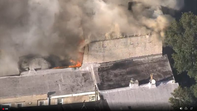 A two-alarm fire in South Philadelphia Monday.