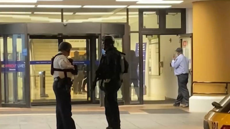 Law enforcement outside Jefferson Hospital in Center City Monday morning, where an employee was shot and killed.