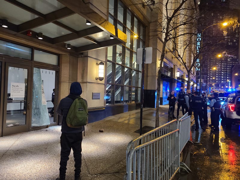 Chicago police said vandals broke into the Nordstrom store on North Michigan Avenue overnight, causing North Michigan Avenue to be shut down for a while as police investigated.
