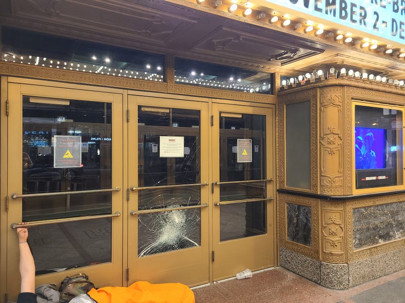 The iconic Nederlander Theatre in the Loop was vandalized Wednesday night sometime in the early evening hours.