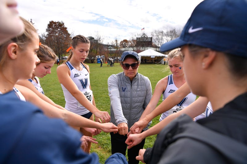 Coach Gina Procaccio and the Villanova women's cross country team.