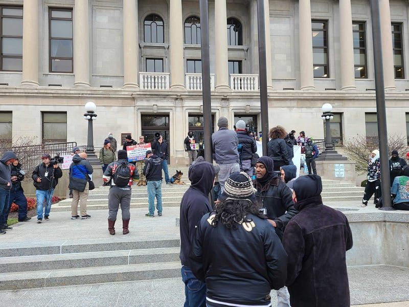 People gathered outside of Kenosha waiting for the verdict. 