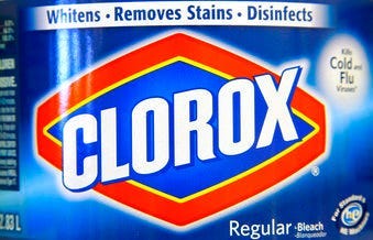 FILE - A detail of a label on a bottle of Clorox bleach is displayed in a supermarket, in Walpole, Mass. in a In this Aug. 1, 2011 file photo. (AP Photo/Steven Senne, File)
