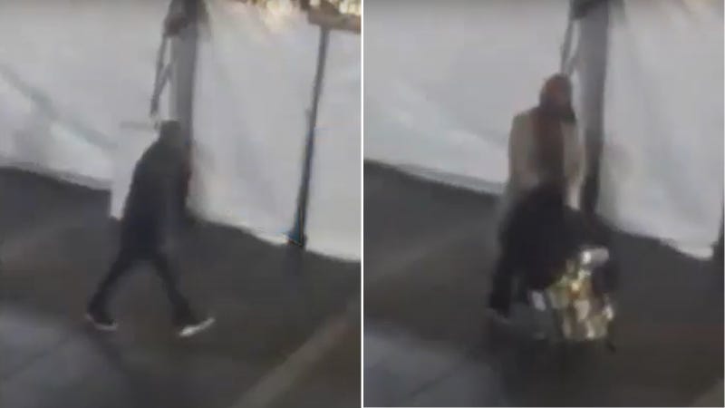Surveillance photos of two men who, according to Philadelphia police, broke into businesses set up at the Christmas Village in Dilworth Park.