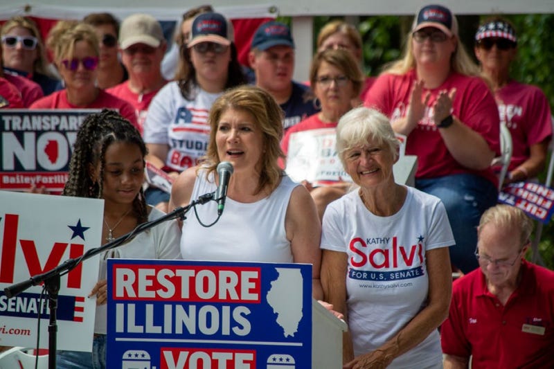 2022 Fair Salvi: Kathy Salvi speaks to supporters at the 2022 Illinois State Fair in Springfield as a candidate for U.S. Senate. Salvi was elected chair of the Illinois Republican Party in 2024.