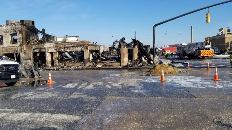 The tanker crashed into a former La-Z-Boy store at 150 Sunrise Hwy. in Rockville Centre. Firefighters worked the fire into the morning