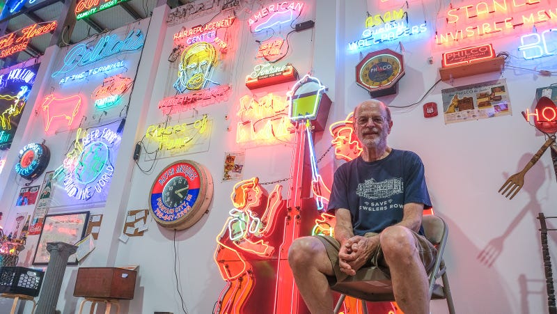 Len Davidson opened the Neon Museum of Philadelphia to showcase his collection of more than 100 neon signs that are mostly from mom-and-pop shops from 1950s Philadelphia.