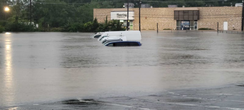 Cars deep in water