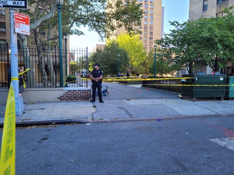 Police cordon off the area where a 26-year-old man was shot in head in East Village on Thursday.