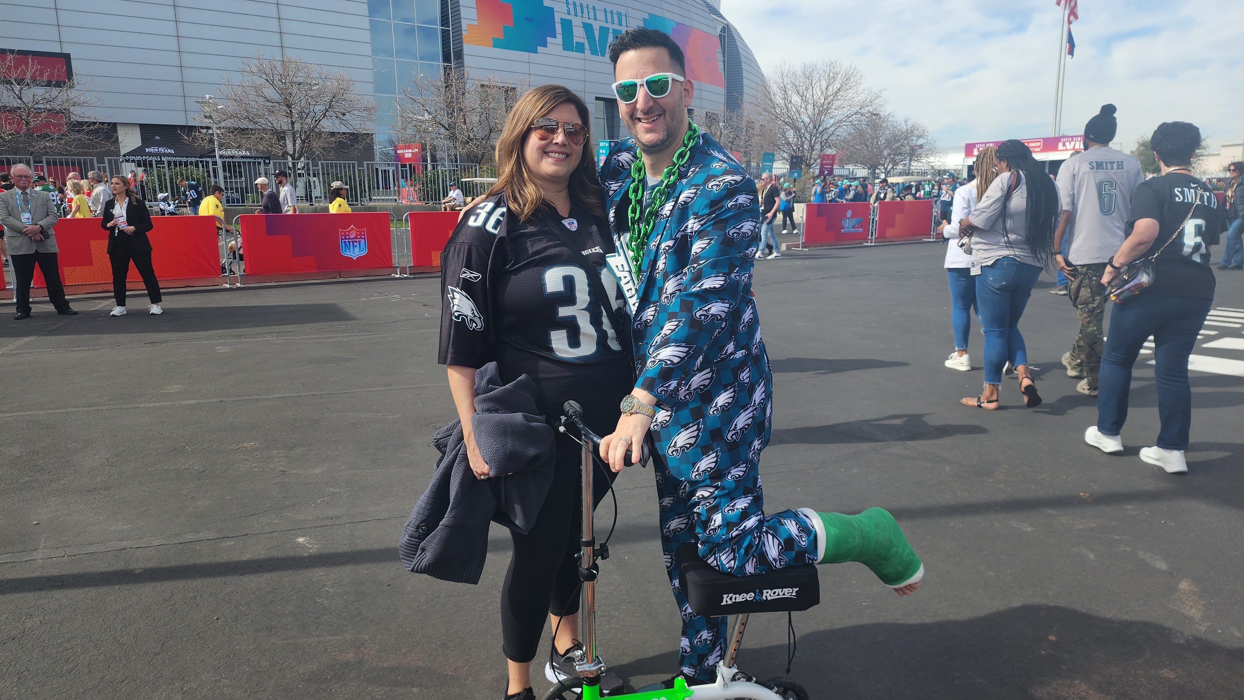 A shattered heel couldn't keep this Eagles fan from the Super Bowl
