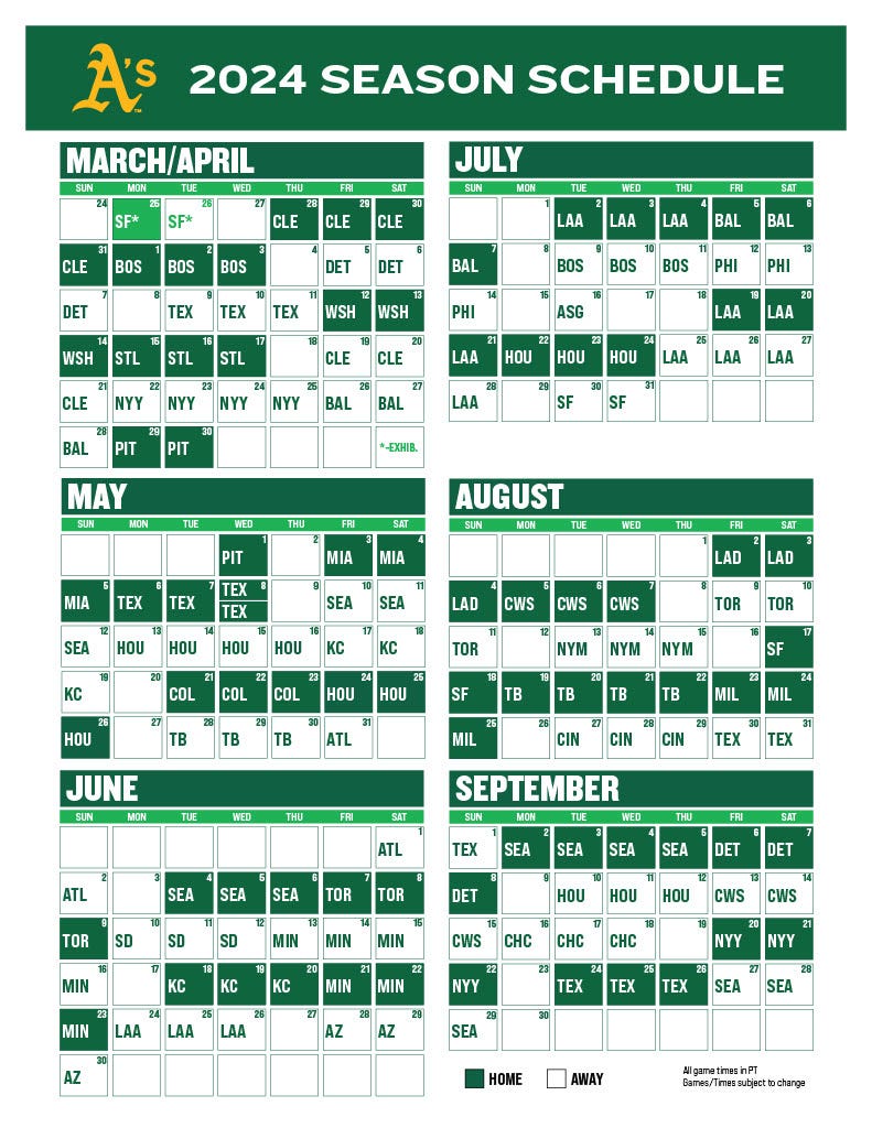 2024 A's Schedule