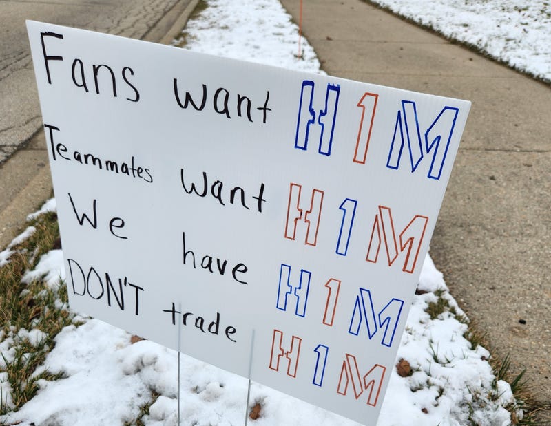 One of the signs that showed up outside of Halas Hall following the team's season-ending loss to the Packers.
