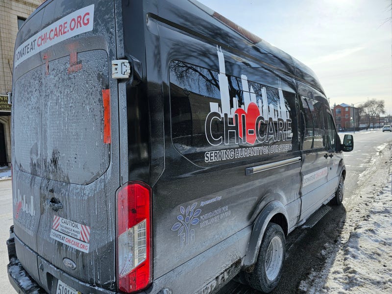One of several Chi-Care vans that volunteers used to deliver hot meals to Chicagoans during this week's deep freeze.