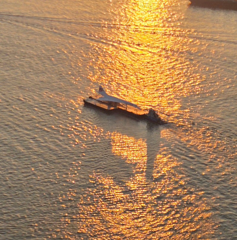 The needle-nosed aircraft left Pier 86 on Aug. 9, 2023