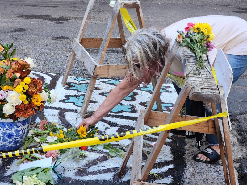 Flowers at memorial