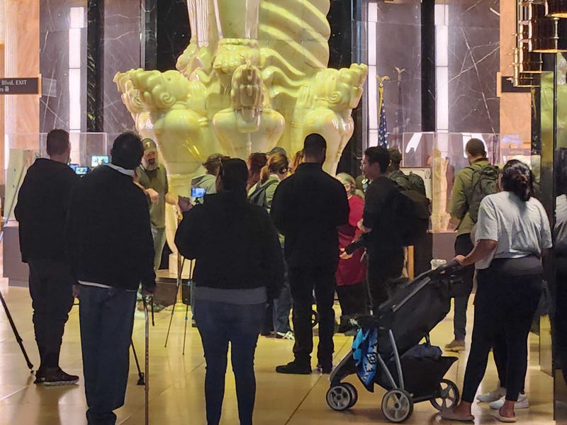 Vision of Peace statue where representatives of police accountability organizations met Tuesday in St. Paul City Hall to demand the release of footage in Monday's police shooting.