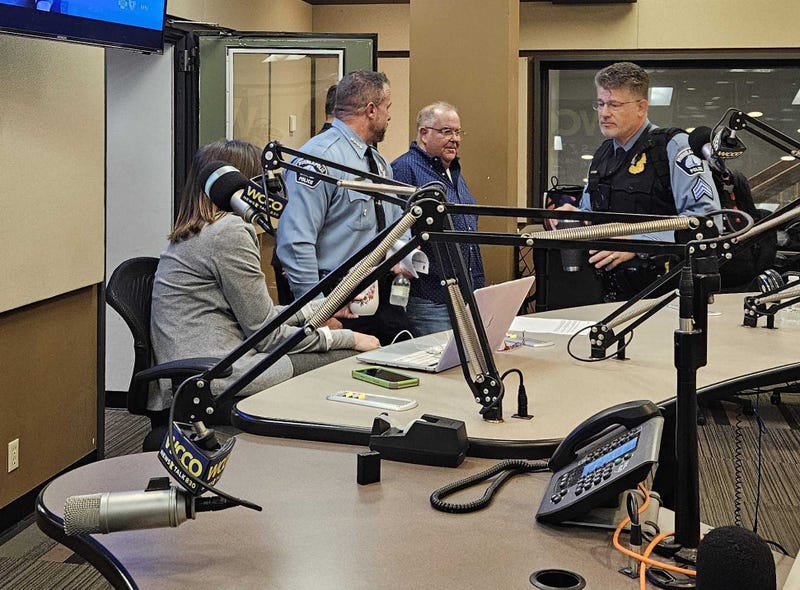 Minneapolis Police Chief Brian O'Hara (Center) in the WCCO studio with Jordana Green, Adam Carter and Steve Simpson.