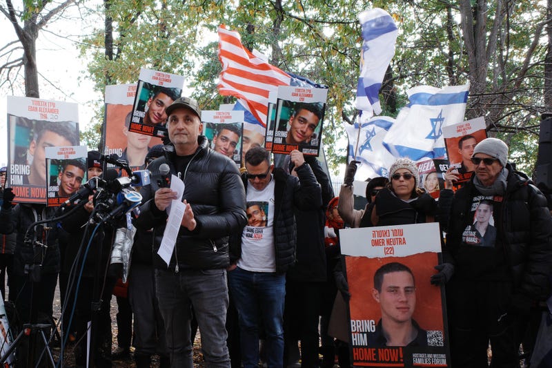 Adi Alexander, father of Israeli American hostage Edan Alexander, speaks in Central Park less than 24 hours after a video was released of his son in captivity.