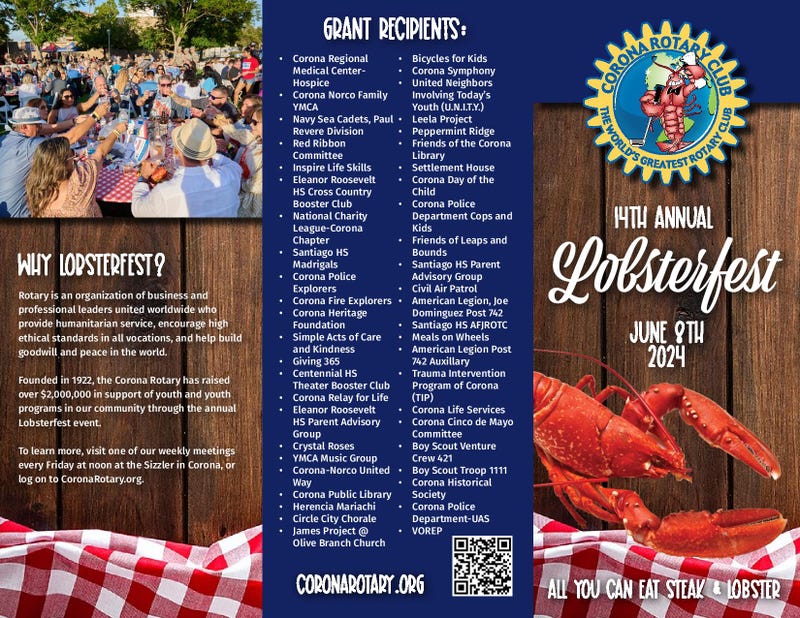 Corona Rotary Lobsterfest list of grant recipients