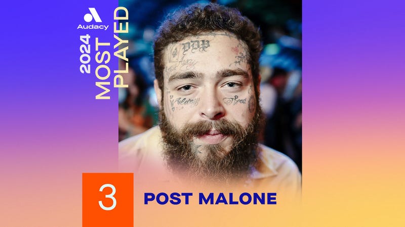 Audacy's 2024 Most Played Artists - Post Malone