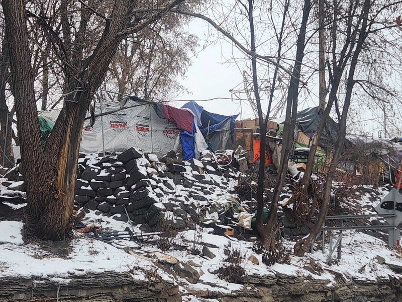The encampment near the Bruce Vento Nature Sanctuary in St. Paul was cleared out on Thursday.