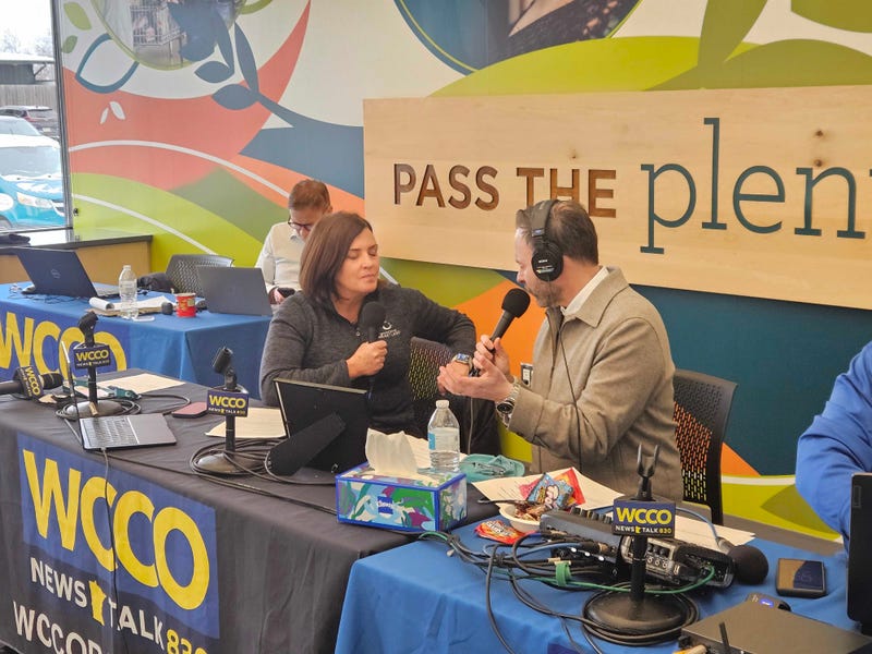Second Harvest Heartland CEO Allison O'Toole with WCCO's Jason DeRusha.