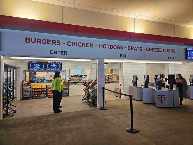 The new open-style markets at Target Field have been pushed back to allow for more room for fans, and provide a grab-and-go option which the Twins say will speed up service.