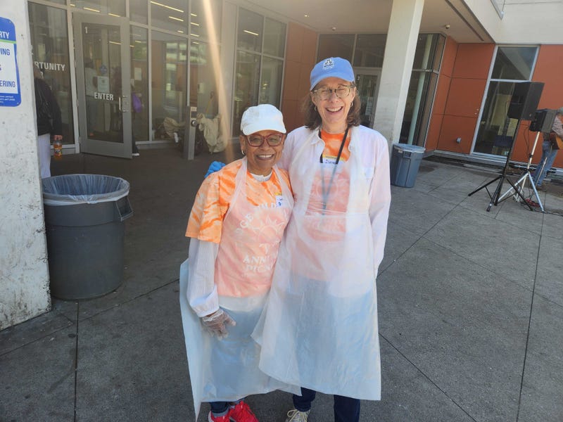 Supreme Court chief justice Natalie Hudson and Appeals Court judge Diane Bratvold who helped out at the annual Memorial Day Picnic in St. Paul on Friday.