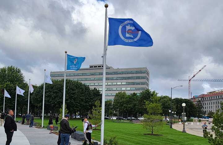 Flags are raised