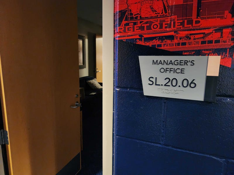 The now empty manager's office at Target Field, after Rocco Baldelli was fired by the team on Monday.