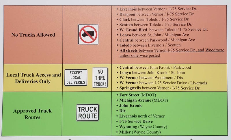 SW Detroit truck restrictions 