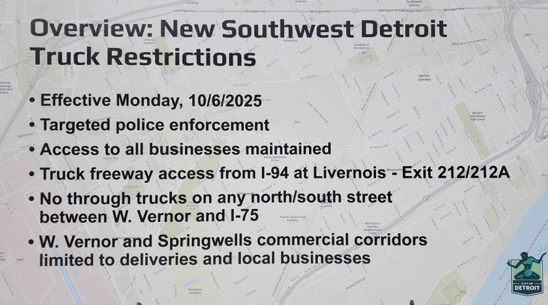 new SW Detroit truck restrictions
