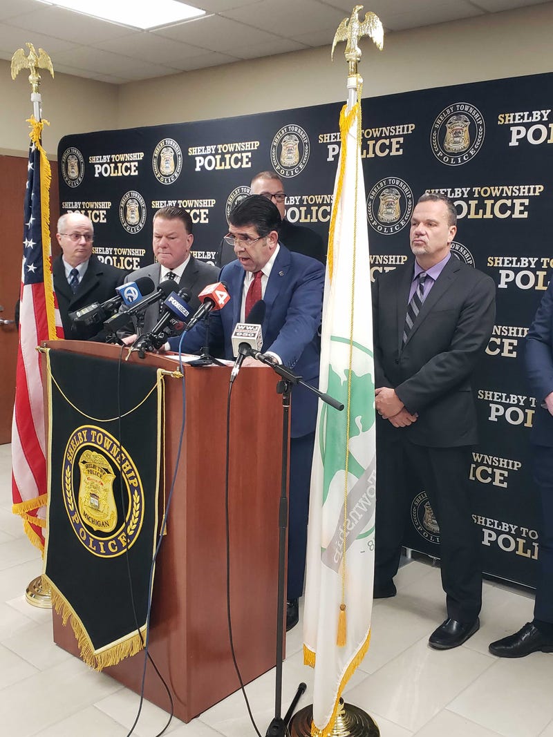 Shelby Township police chief speaks to reporters.