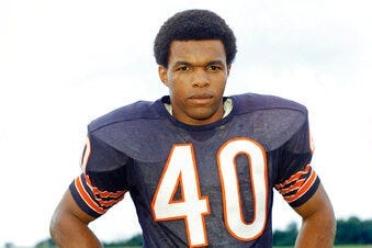 FILE - This is a 1970 file photo showing Chicago Bears football player Gale Sayers. (AP Photo/FIle)