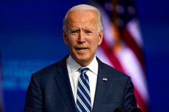 Joe Biden speaks Tuesday, Nov. 10, 2020, at The Queen theater in Wilmington, Del. (AP Photo/Carolyn Kaster)
