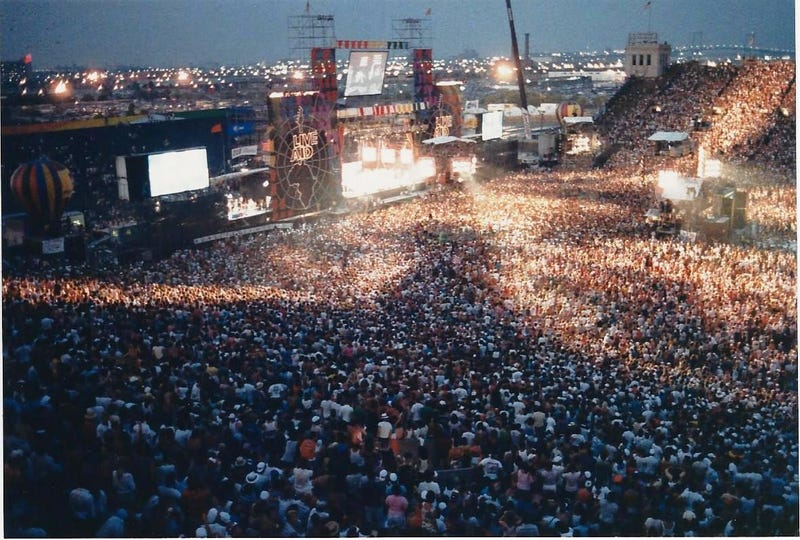 An estimated 100,000 people attended the Philadelphia half of Live Aid at John F. Kennedy Stadium in South Philly, on July 13, 1985.