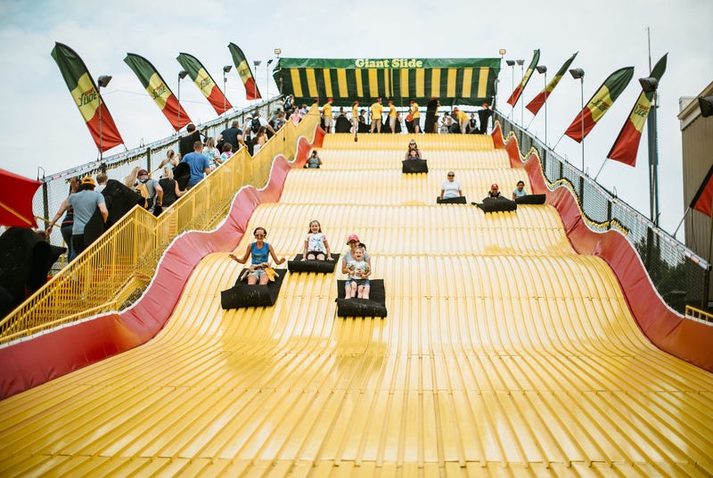 The Giant Slide is one of the Minnesota State Fair's most popular permanent attractions. As they get it set-up, they are offering people who stop by a free ride to "test it out" ahead of Thursday's fair opening.