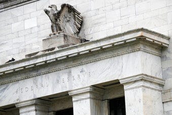 FILE - This May 22, 2020, file photo shows the Federal Reserve building in Washington. (AP Photo/Patrick Semansky, File)