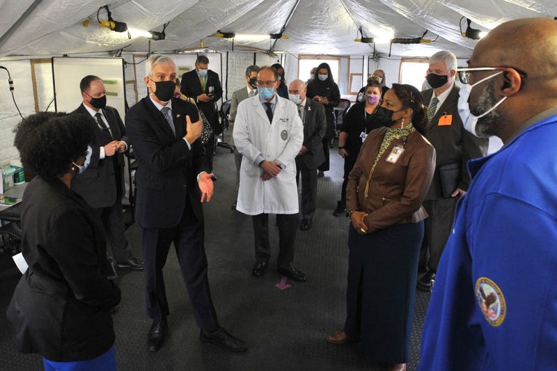 VA Secretary Denis McDonough talks to employees at the DC VA Medical Center.