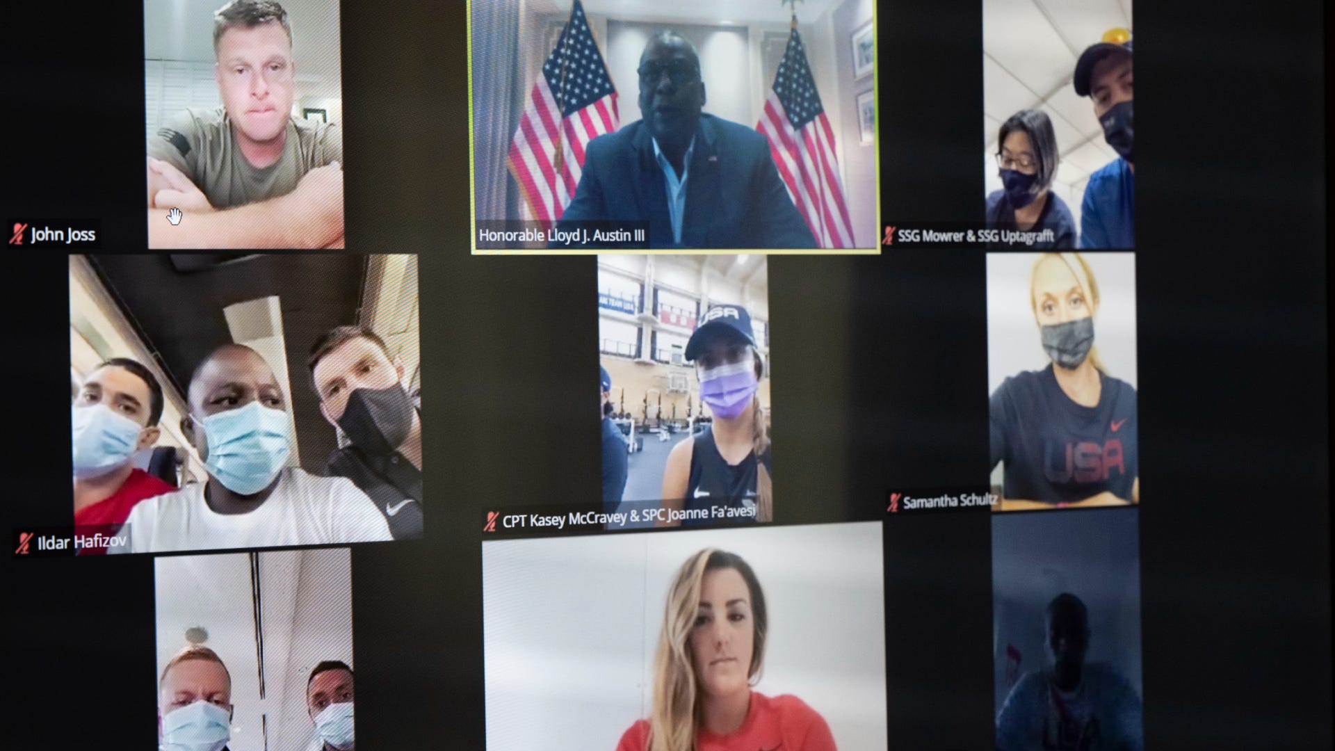 Austin speaks with service members on USA Olympic, Paralympic Teams