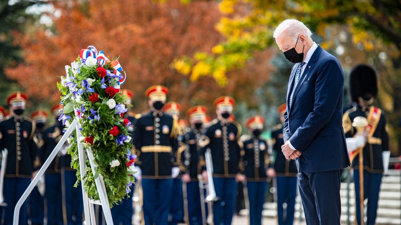 Biden pays homage to service members in Veterans Day speech