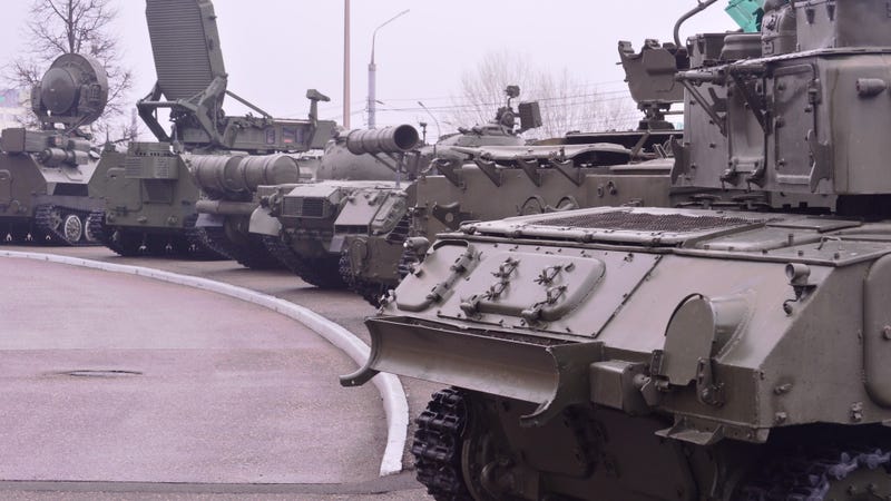 A display of Russian tanks