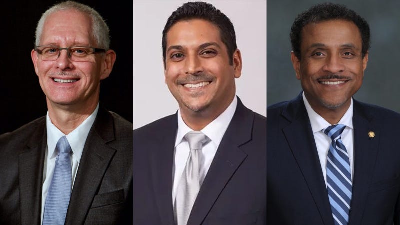 Three candidates for Philadelphia schools superintendent, from left: John L. Davis, Krish Mohip, Tony B. Watlington