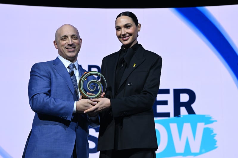 Gal Gadot receives the International Leadership award from ADL CEO Jonathan Greenblatt at ADL Never Is Now at Javits Center on March 4, 2025 in New York City.
