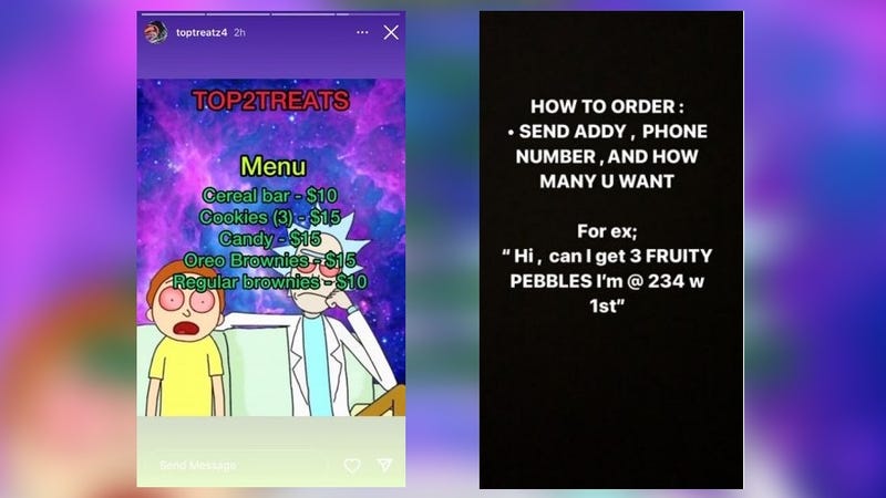 Instagram images of the menu of items for sale by the defendant, 20-year-old Quashon Rice of Philadelphia.