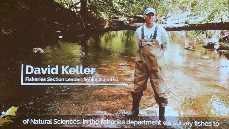 Dr. David Keller, the head of the Fisheries Department at the Academy, is featured in a movie that’s part of the exhibit.