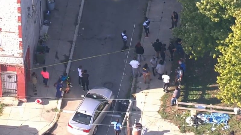 The scene of a deadly shooting in Philadelphia Tuesday afternoon on North Ringgold Street near West Montgomery Avenue. 