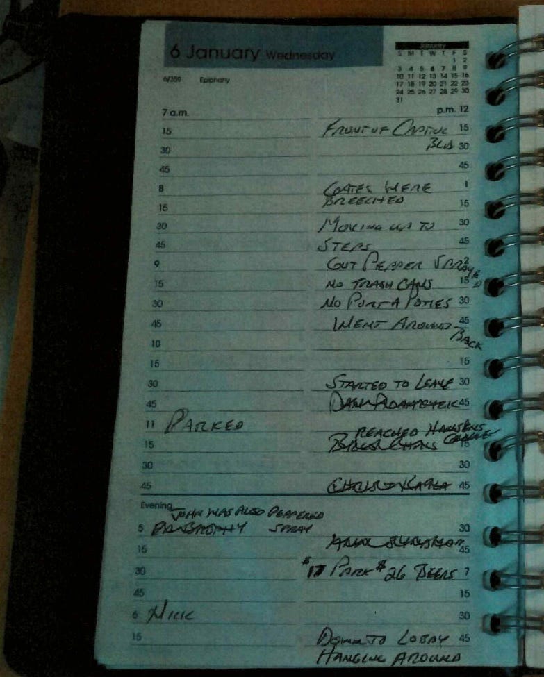 The day planner of Howard Richardson, who was convicted of attacking a police officer at the U.S. Capitol during the Jan. 6, 2021 insurrection.